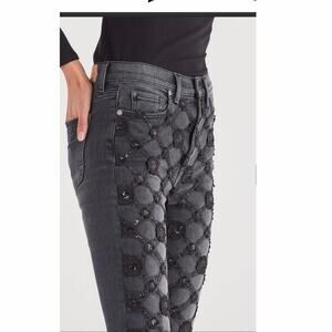 7 for all Mankind HW slim kick vintage  luxe sequins jeans black sz 25 $395